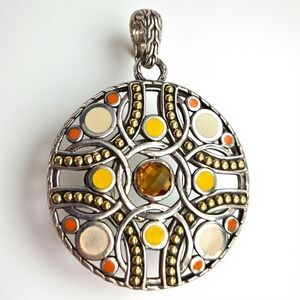 John Hardy Palu Bulan Citrine Enamel Sterling Silver 22K Gold Pendant‎ Defect